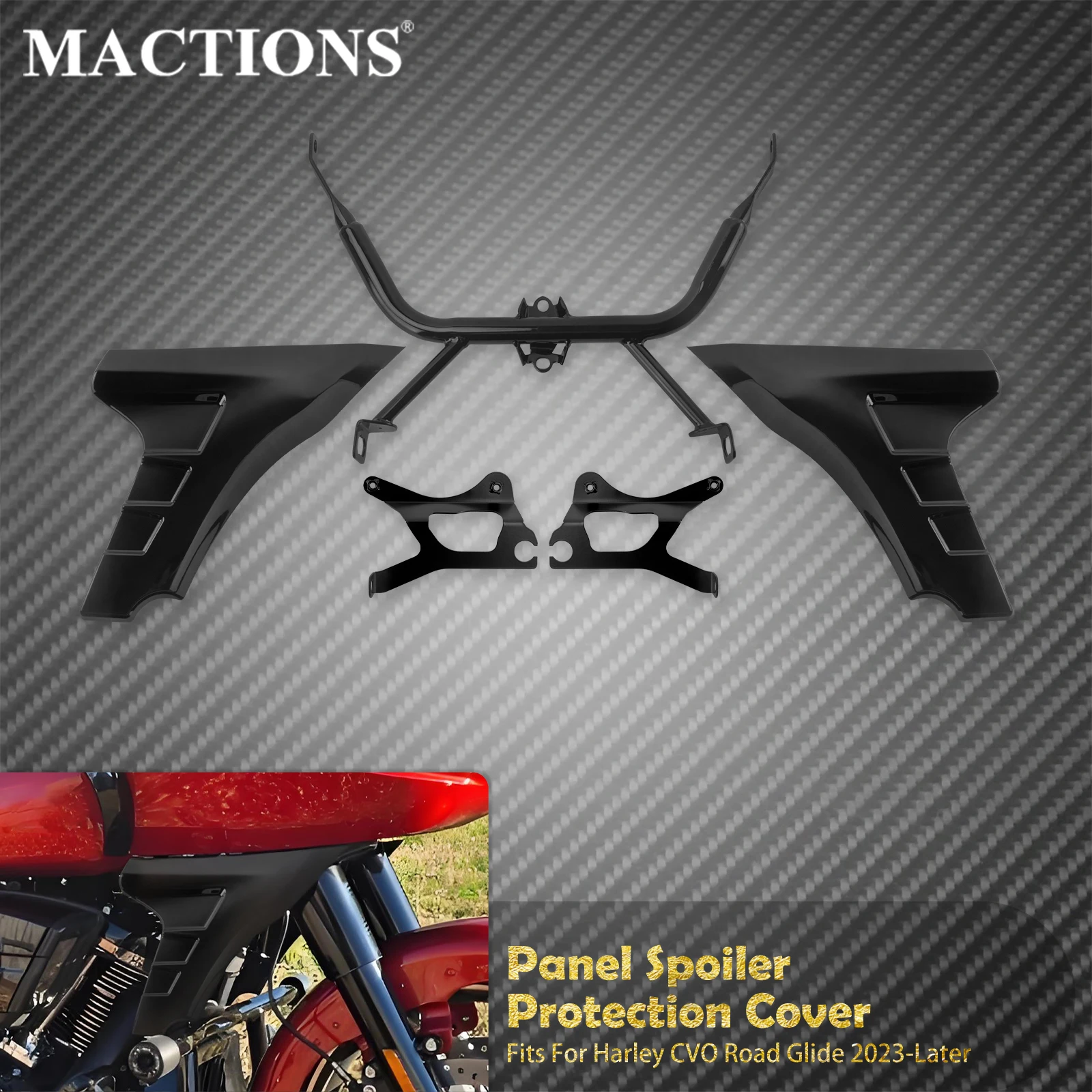 Motorcycle Fairing Side Cover Panel Spolier Bracket Kit Gloss Black/Unpainted For Harley Touring CVO Road Glide FLTRXSE 2023-Up