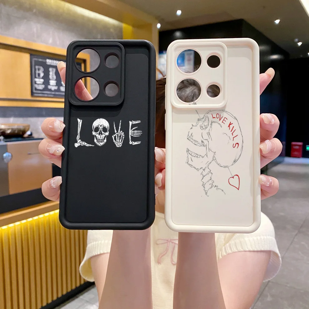 Чехол с защитой от падения для Xiaomi Redmi Note 13 Pro 5G 12S 4G 12 Turbo 11S 13C 12C Love Kill Skeleton