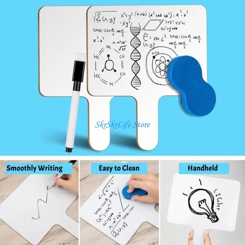 E65E Set Of 10 Double Surfaces Writing Boards With Erasers Markers Great For Learning
