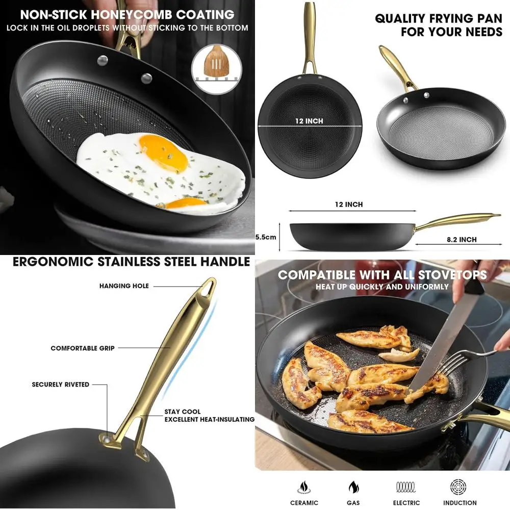 

12-Inch Cast Iron Skillet: Long-Lasting Nonstick Pan with Cool Handle for Easy Cleaning - Unique Holiday Gift