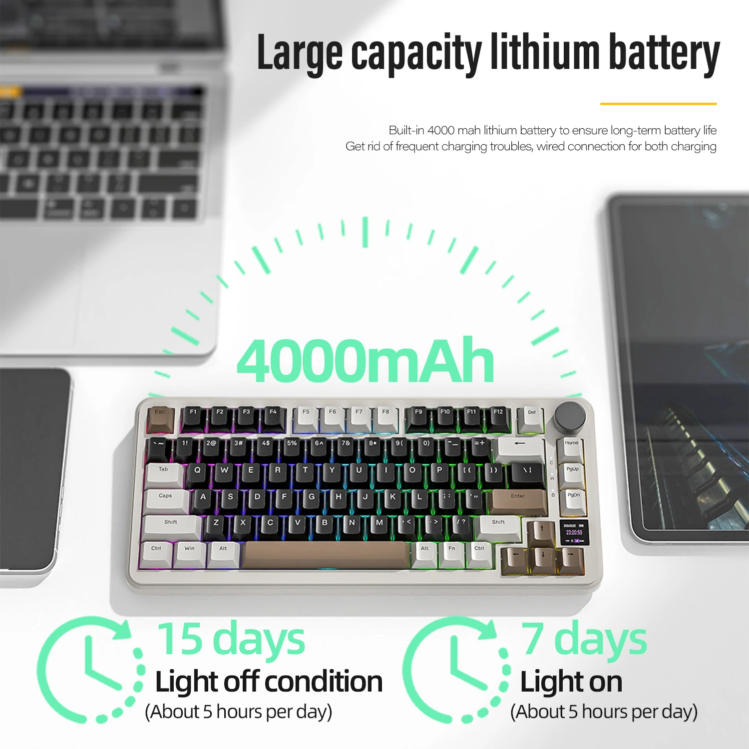 ATTACK SHARK X85Pro لوحة مفاتيح الألعاب الميكانيكية اللاسلكية القابلة للتبديل السريع ماكرو RGB بلوتوث ثلاثي الوضع TFT شاشة طوقا المقبض