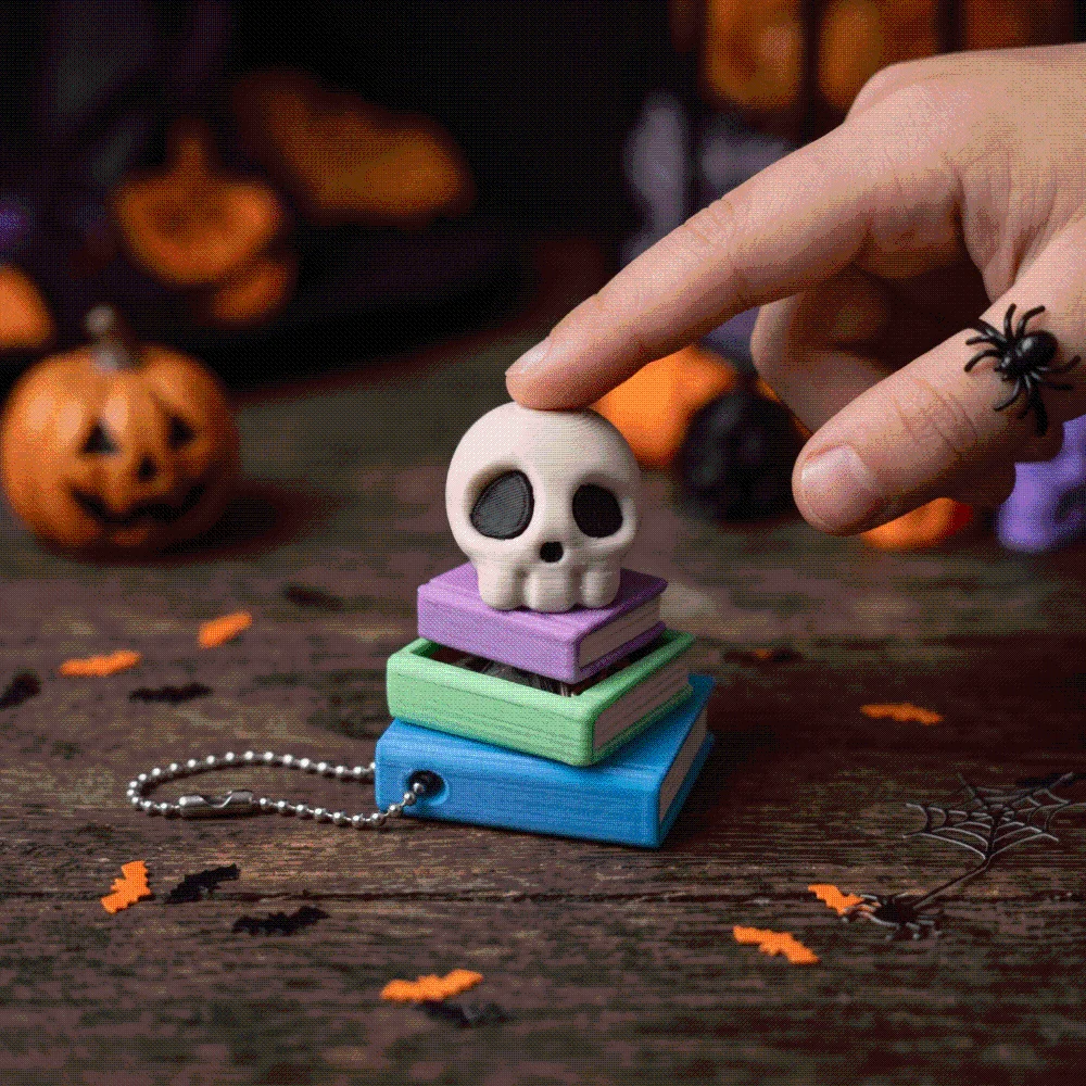 Miniature Halloween Ghost Key Chain Durable Lightweight 3D Printed Mechanical Colorful Button Clicker Pendant Children