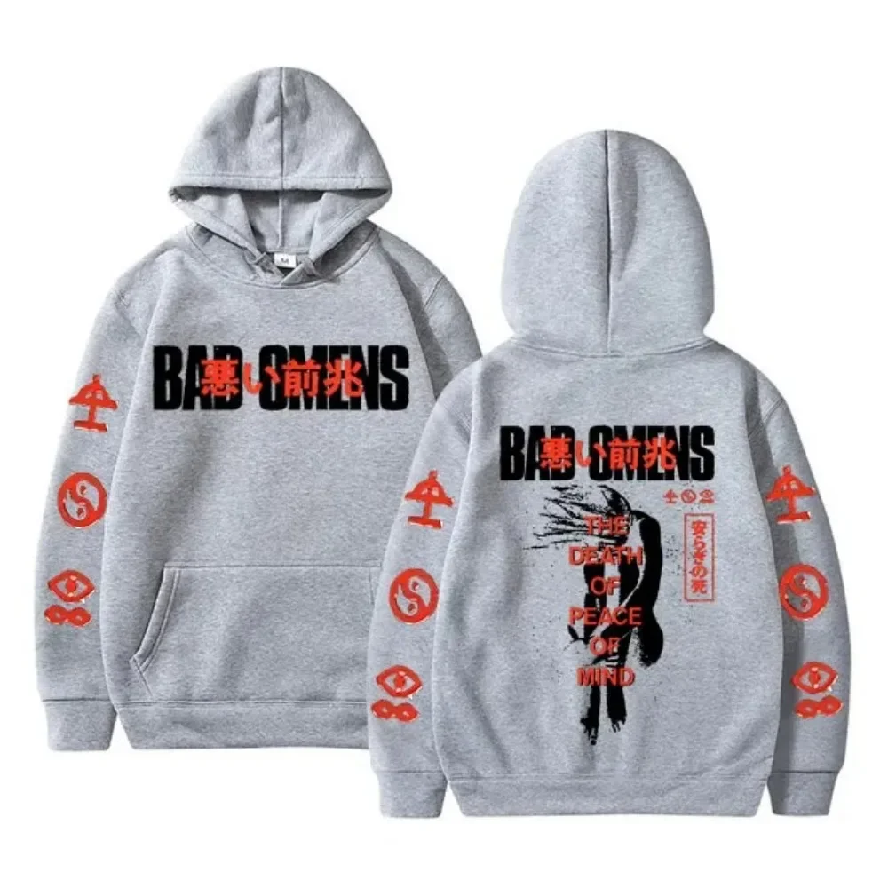 Bad Omens Band Tour American Music Print Hoodie The Death of Peace of Mind Skeleton Graphic Hoodies Male Rock Gothic Sweatshirts