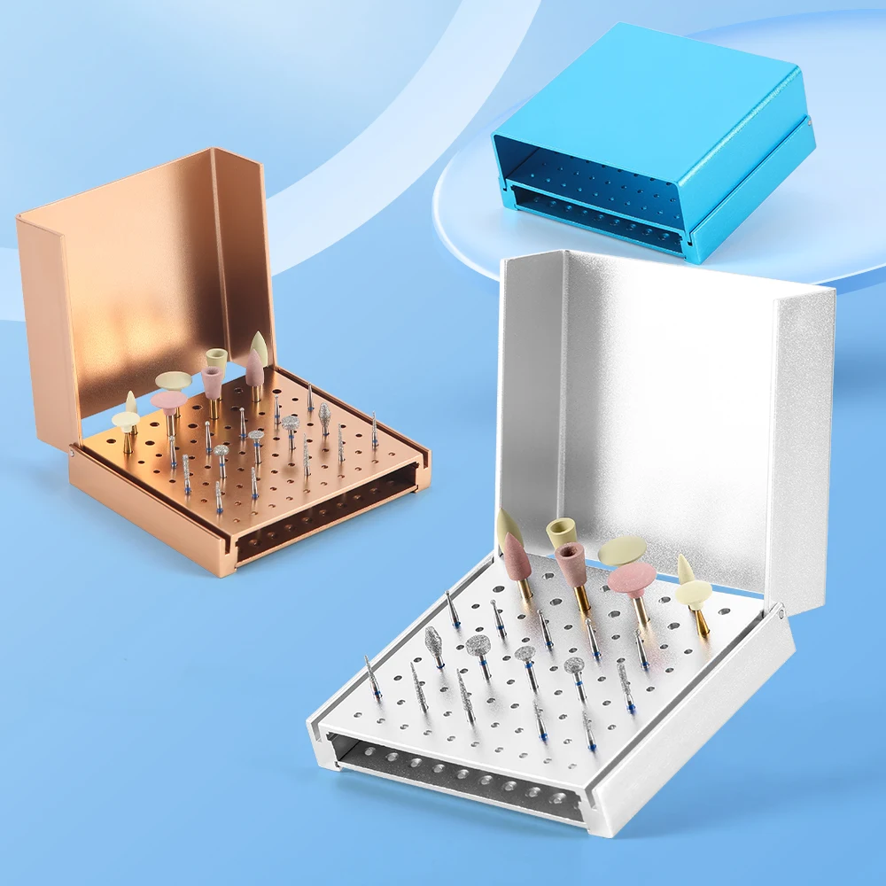 Dentalbohrer-Desinfektionsblock FG Bohrer-Sterilisationshalter Autoklavierbar Aluminium 86 Löcher Zahnmedizinisches Material