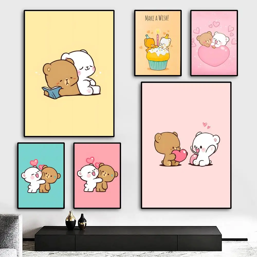 

Cute M-Milk And M-MochaS Painting Calligraphy Canvas Poster: Crease Free Waterproof Durable All Space Wall Decor