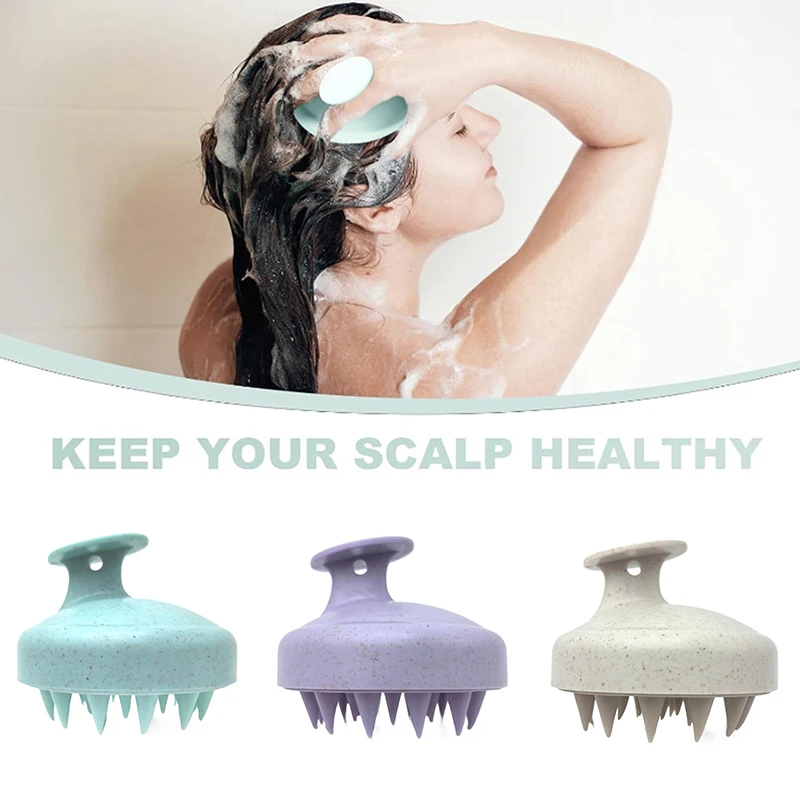 Cepillo para lavar el cabello TPE + cepillo para lavar el cabello con pajita de trigo, cepillo para la cabeza, cepillo para dejar de picazón del cuero cabelludo, peine para rascar, cepillo de masaje, herramienta de peluquería