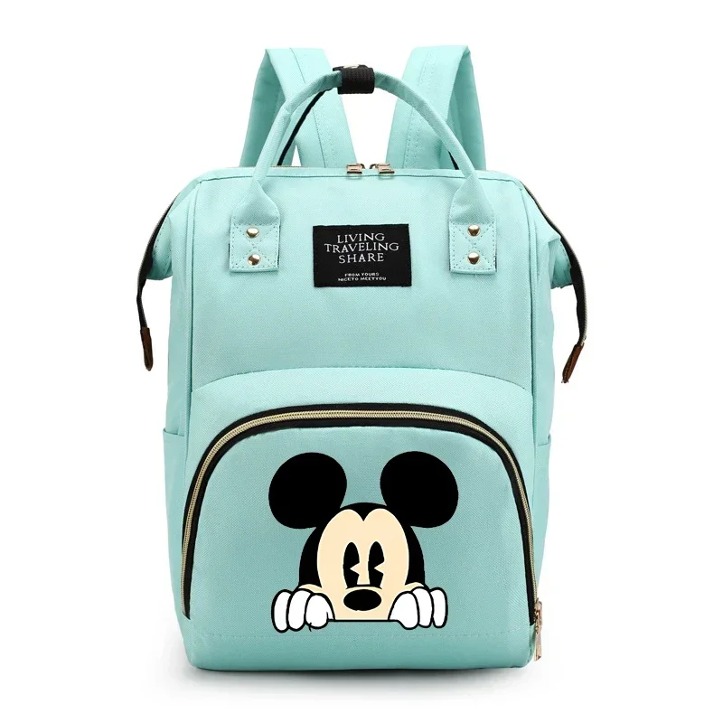 Disney Mickey Minnie Mommy Bag Milk Storage Handheld Canvas Color Matching Backpack Women Bag Baby Mom Bottle Bag Large Capacity