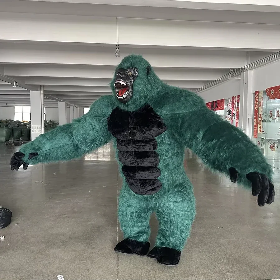 Giant Plush Green Inflatable Gorilla Mascot Costume Adults Inflated Outfits for Halloween Christmas Fancy Party Events