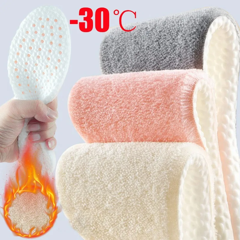 

3colors Thicken Thermal Insoles Winter Warm Heated Soft Plush Insole for Shoes Cashmere Insert Insole for Snow Boots Shoe Pads