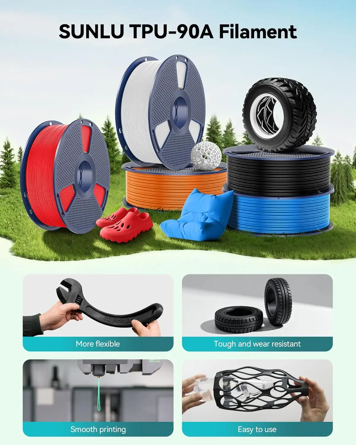 JAYO PLA/PETG/PLA Plus/ABS/PLA Matt/PLA Classic/TPU/PETGCF/ASA 3D-Drucker Filament 5 Rollen/Set 1,75MM 3D-Druckmaterialien – Detail 27