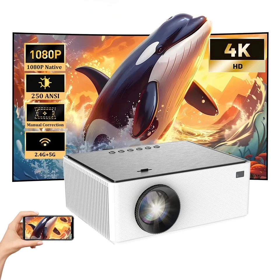 

HT20 4K Projector 250ANSI Native 1080P Manual Focus & Keystone Correction Android 11 BT 5.2 WIFI6 Portable Home Theater