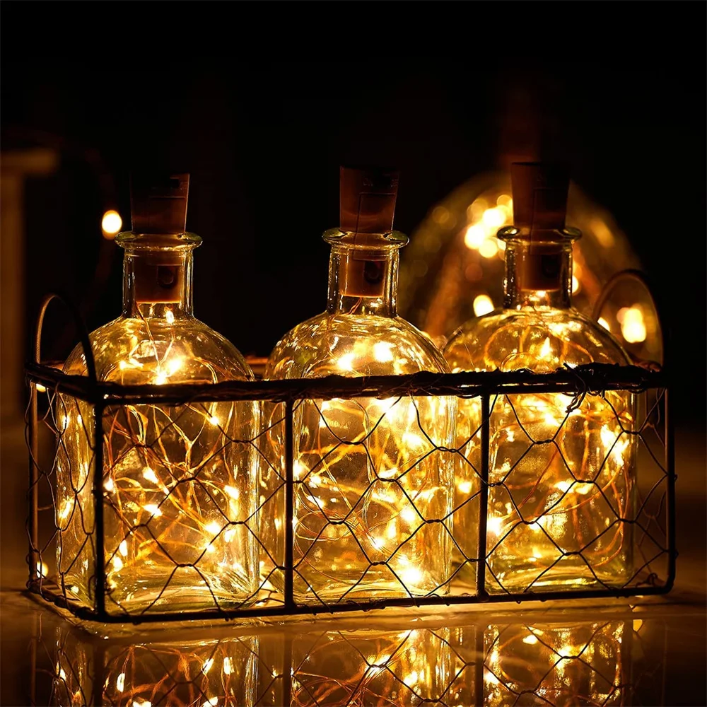 20 LED 10 Packs Wine Bottle Lights Copper Wire Fairy String Light Warm White Bottle Stopper Atmosphere Lamp for Xmas Holiday