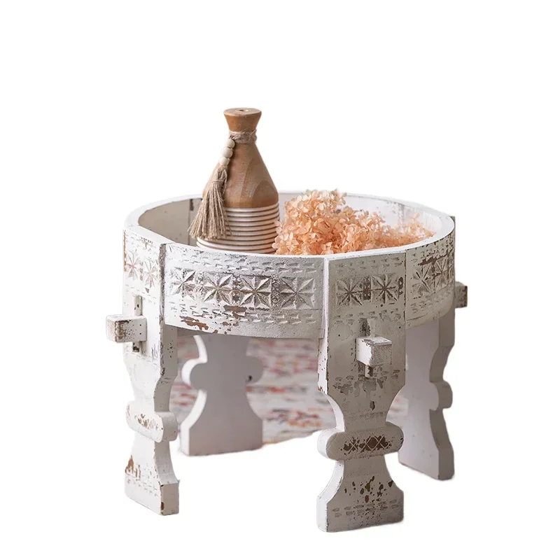 LH original Nordic retro Moroccan coffee table decoration art hand-carved homestay round table table