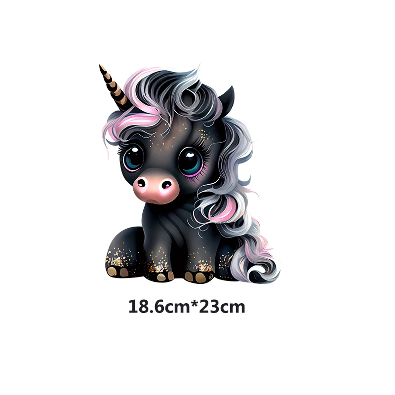 Rainbow Unicorn Thermal Patches For Clothes DIY Animal Iron On Transfer For Clothing Heat Transfer Cartoon Stickers On Clothes