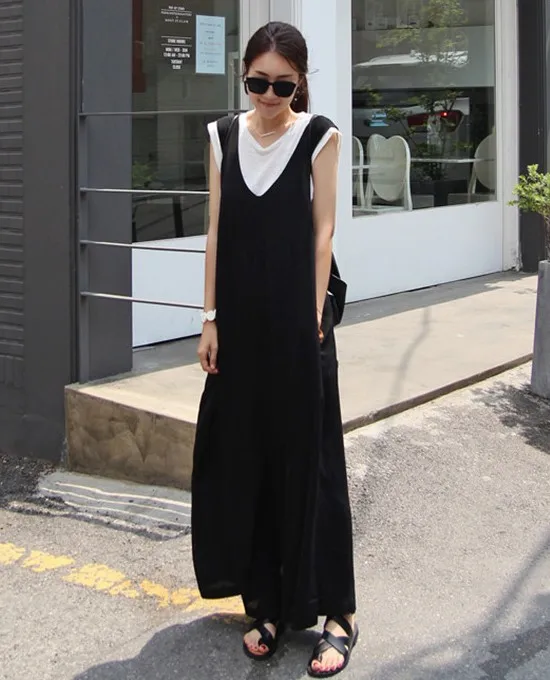 Luźny kombinezon damski z szerokimi nogawkami, letni, casualowy, z dekoltem w serek, spodnie typu overalls z wysokim stanem, z mieszanki bawełny, z detalami na zapięcie na zatrzaski, idealny do pracy.