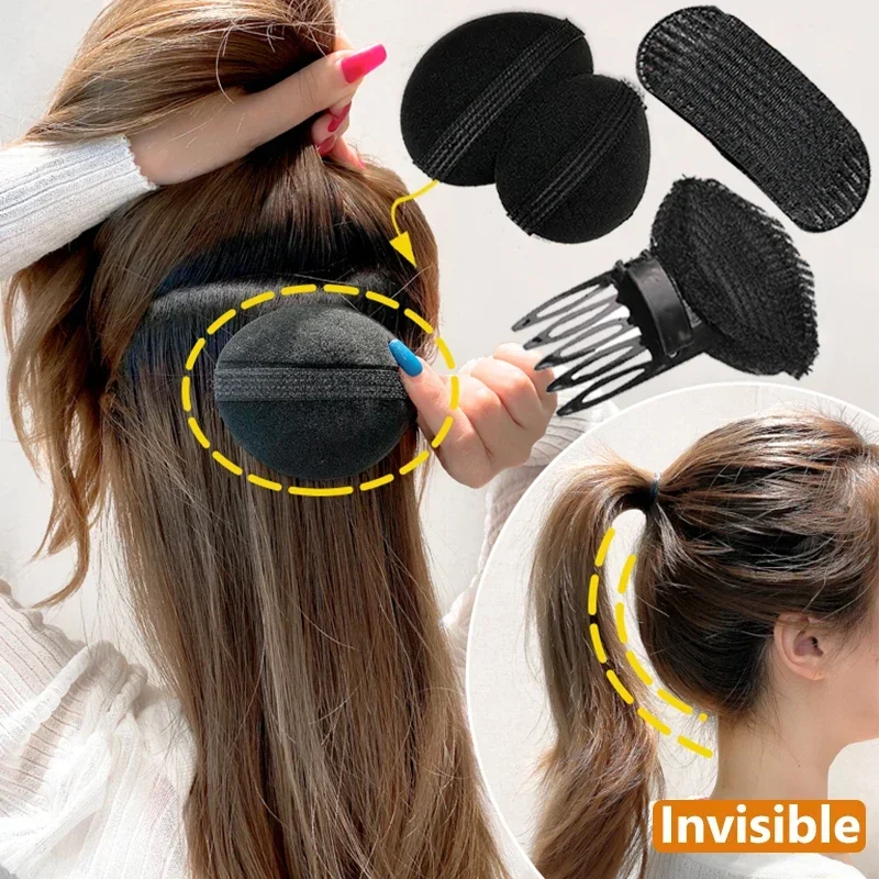 1 Zestaw Puff Hair Head Cushion Invisible Volume Hair Base Fluffy Hair Clip Sponge Pad Bun DIY Narzędzie do stylizacji włosów dla kobiet i dziewcząt