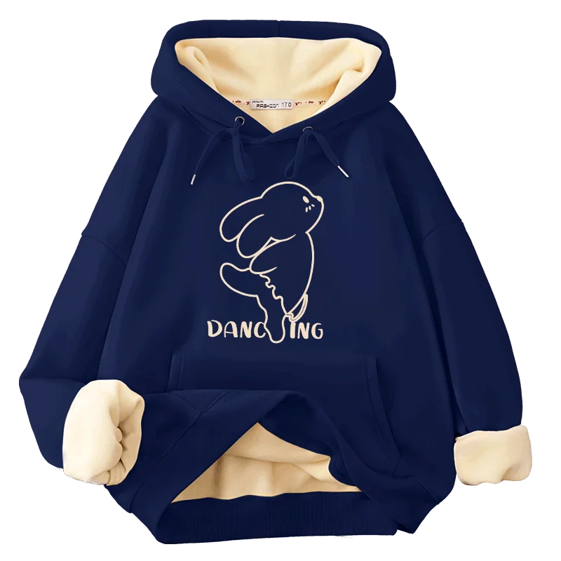 Sweat-shirt à capuche pour femmes, manteau bleu marine, doublé polaire et épais, nouvelle collection automne et hiver 2025