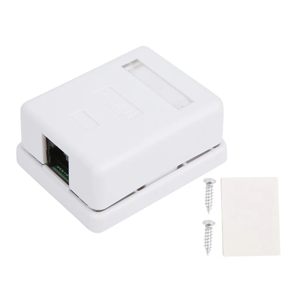 

2Pcs Network Box Cat6 RJ45 Surface Mount Box Non-Shielded RJ45-8P8C Surface Mount Box Single Port ABS Mount Box Desktop Use
