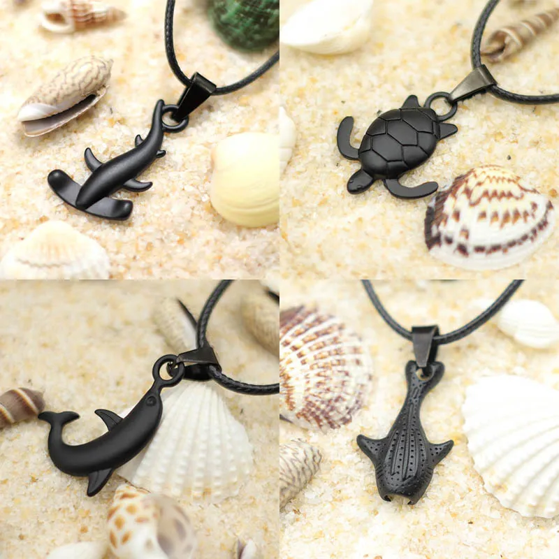 Fashion Marine Animal Manta Necklace For Men Turtle Shark Beach Surfing Collar Accessories For Him Pendant Colar Boyfriend Gift