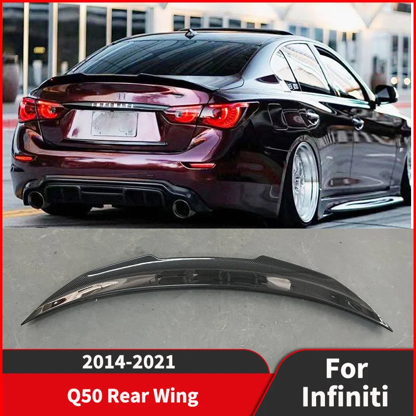 Rear Trunk Boot Lip Spoiler Wing Extension For Infiniti Q50 2014-2021 Rear Wing Lip Car Rear Wing Spoiler Lip BodyKit Auto Parts