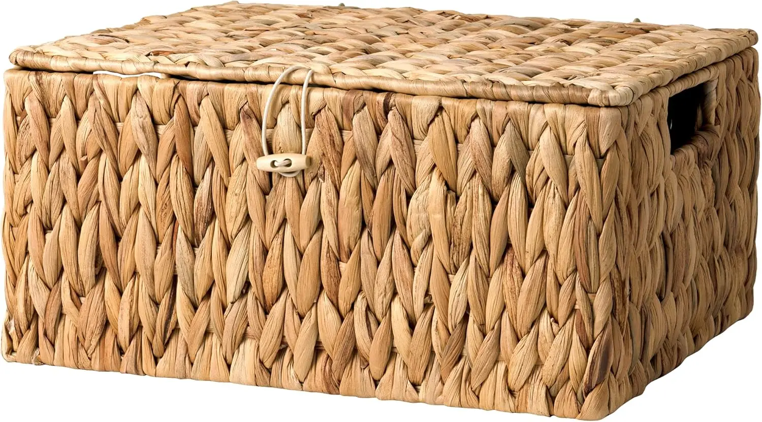 Large Woven Storage Basket with Lid and Handles for Home Organization, 1 Pack