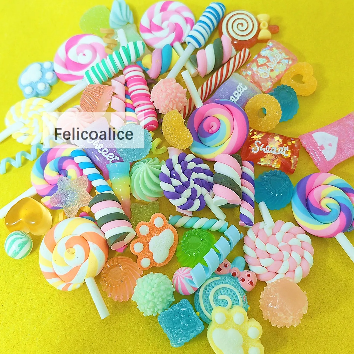 15 teile/los Mix Harz Lutscher Regenbogen Donuts Süßigkeiten Zucker Glück Tasche DIY Handwerk Sammelalbum Cabochons für Bögen Lebensmittel Spielzeug Materialien – Detail 5