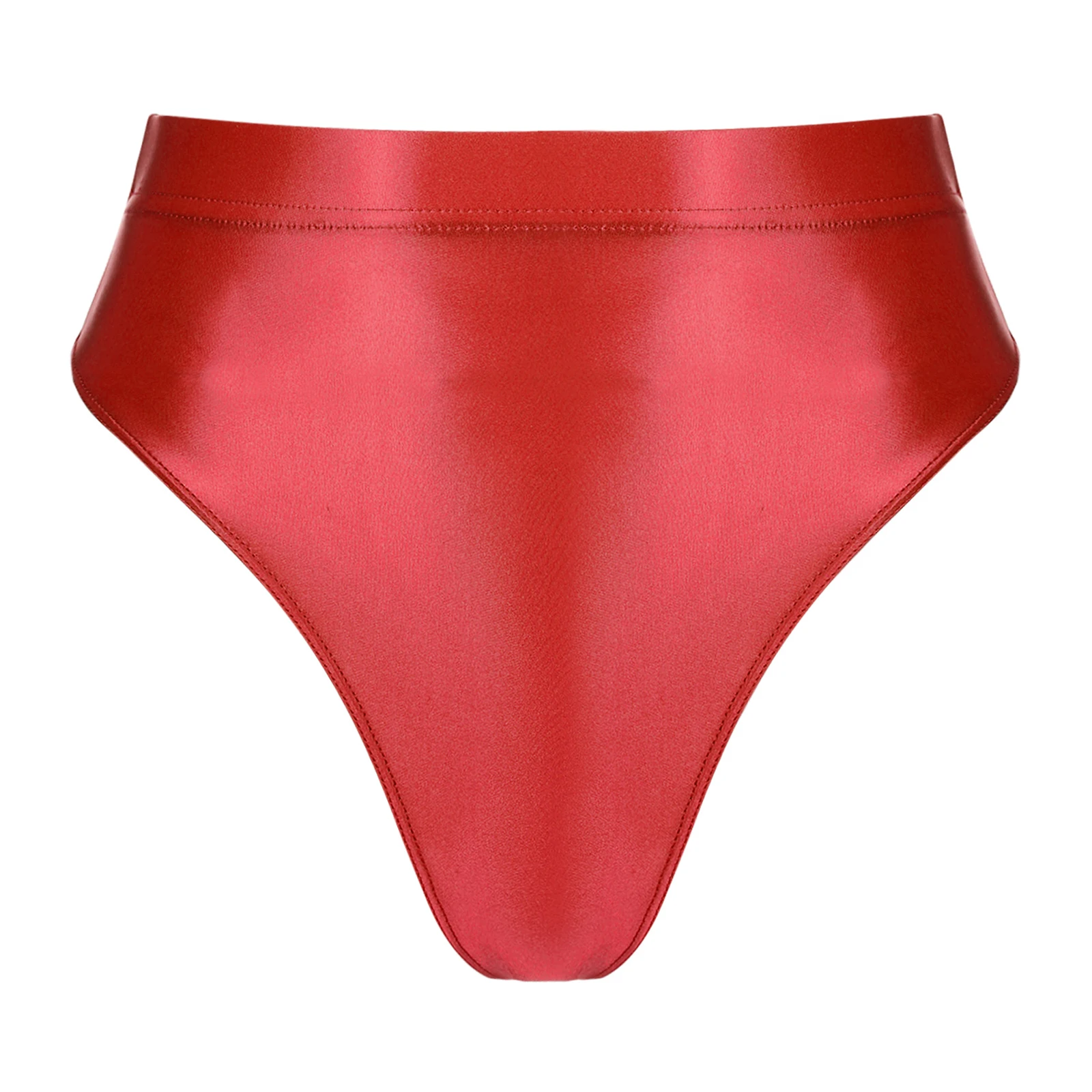 Sissy Celana Dalam Wanita Gloss G-string Thong Pinggang Tinggi Warna Solid Pakaian Dalam Ikat Pinggang Elastis Celana Dalam Harian Kasual Pakaian Renang