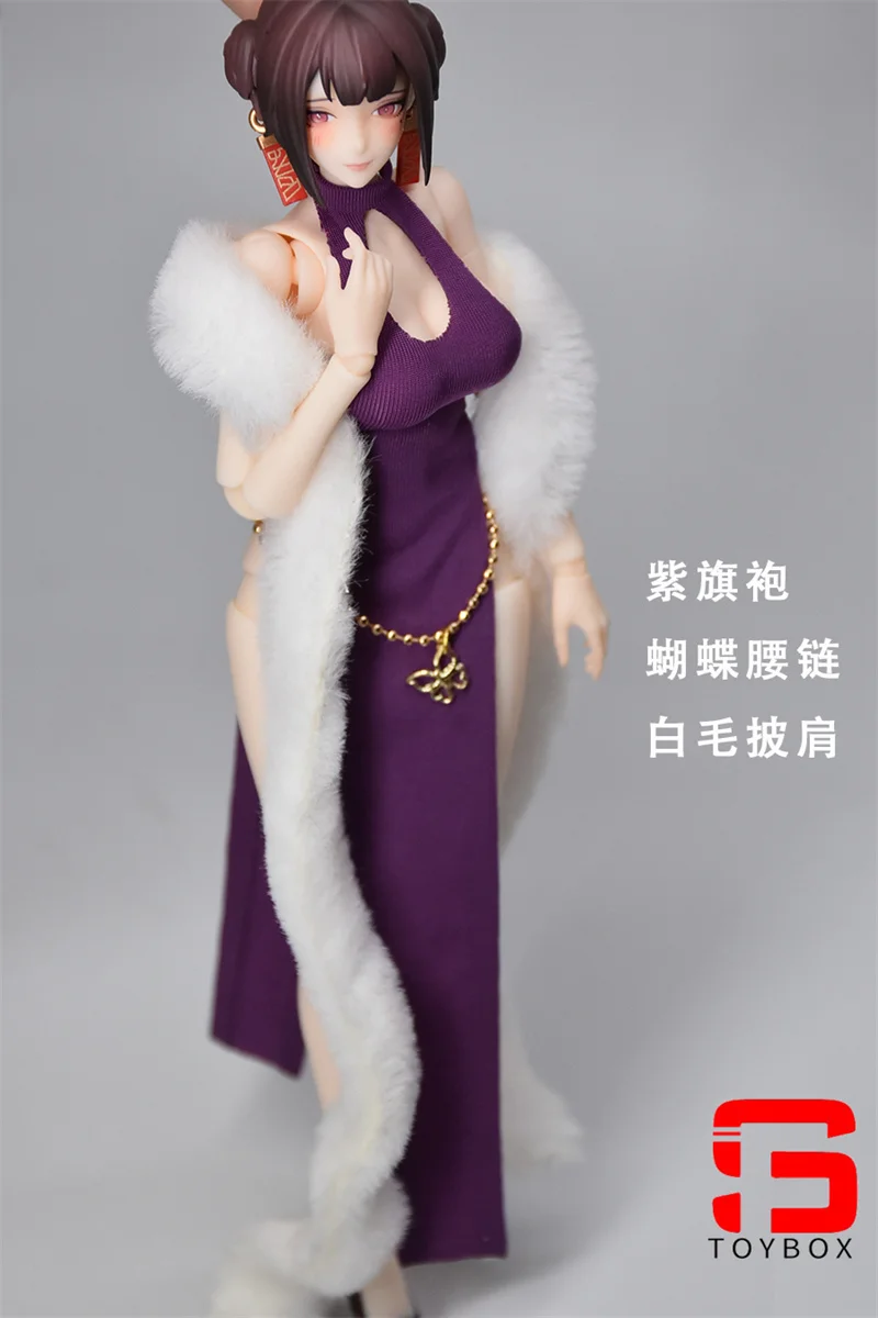 Auf Lager 1/12 Skala Sexy Hängenden Hals Cheongsam Taille Kette Kleidung Modell Fit 6 Zoll Weibliche Soldat Action Figur Körper