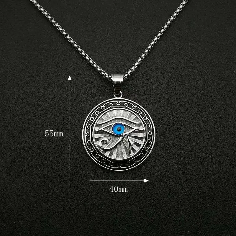Ägypten Horus Auge Anhänger Titan Stahl Männer Frauen personalisierte Hip Hop Halsketten Modeschmuck – Detail 1