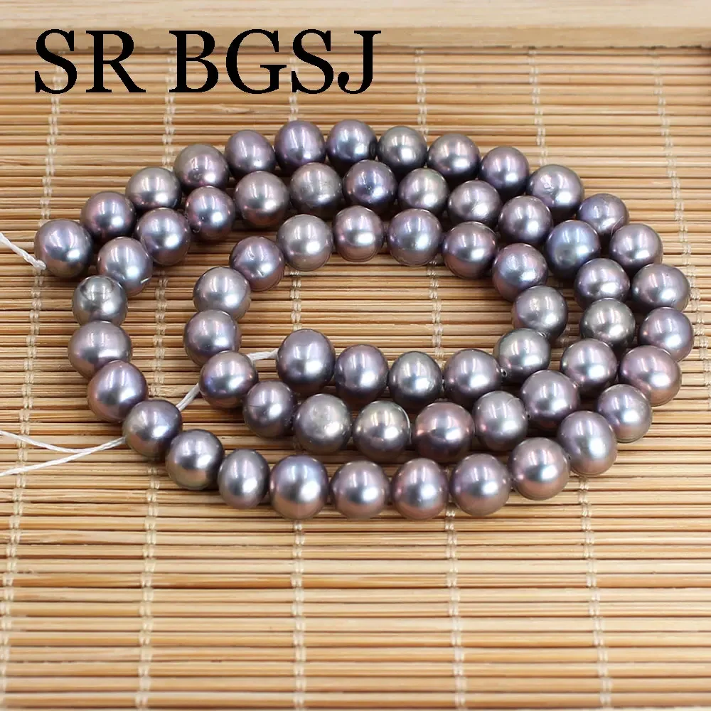 6-7mm Round Shape Dark Gray Natural Freshwater Pearl Beads For Jewelry Making Fit DIY Women Bracelet Necklace Earrings