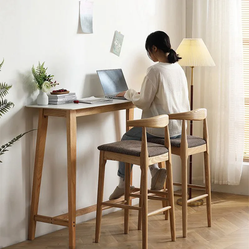 

Customizable high bar Japanese-style island bar stool Modern simple home backrest high chair