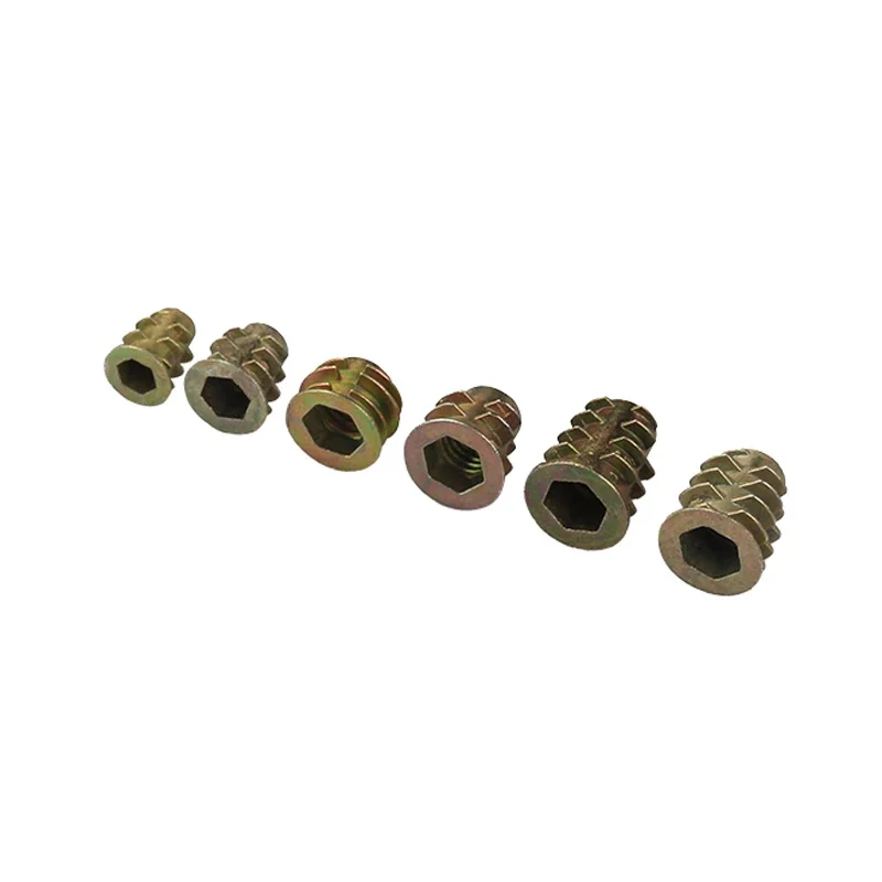 10pcs/50pcs M4 M5 M6 M8 M10 Zinc Alloy Iron Inside Carbon Steel Hex Socket Drive Insert Nuts Threaded For Wood Furniture
