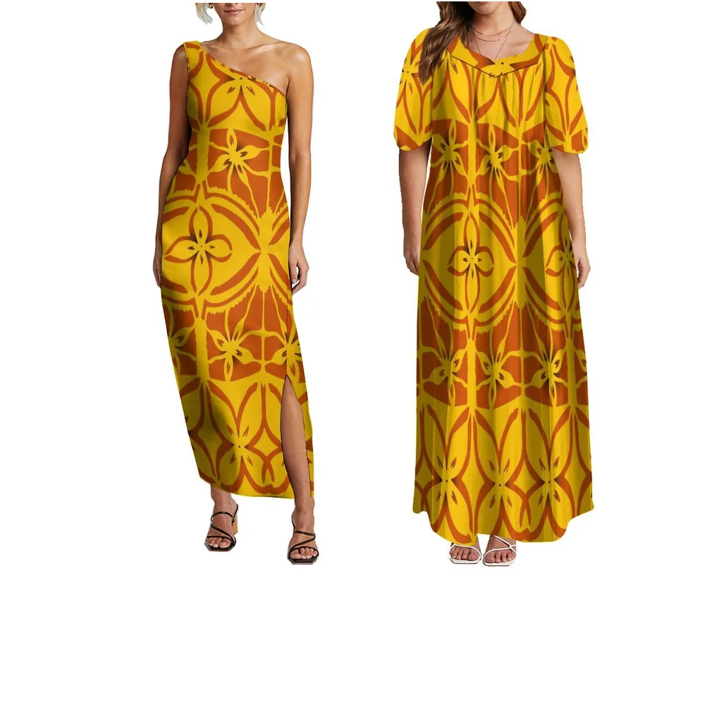 ฤดูร้อนที่หรูหราและประณีตชุดลําลองเสื้อคู่ชุด Custom-Made Polynesian Tribal จัดเลี้ยงชุดคู่