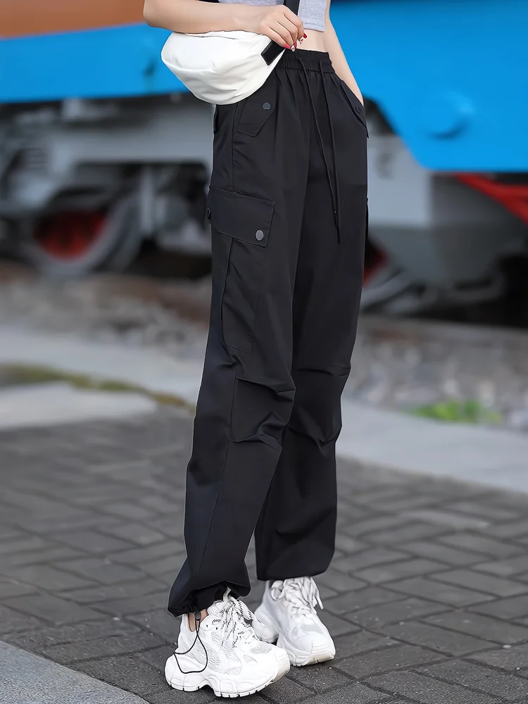 初秋薄手ワークウェアレディースパンツ2025春新作速乾スポーツカジュアルストレートレッグロングパンツ通勤スリーハイウエスト...