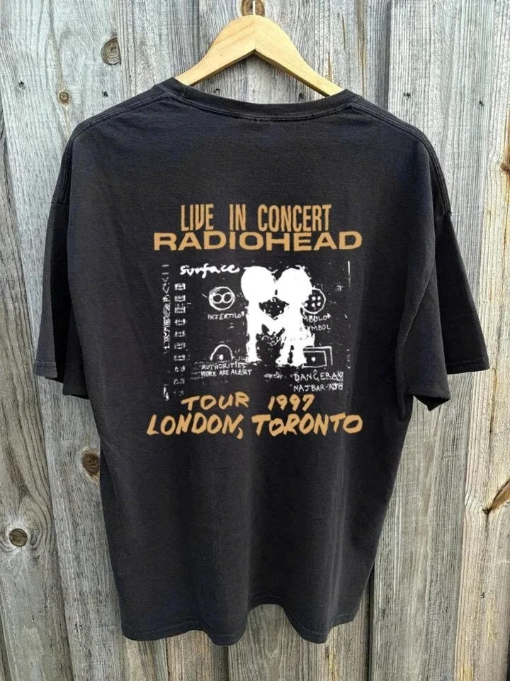 تي شيرت Radiohead Ok لألبومات الكمبيوتر 90s جرافيك رملية من القطن على الوجهين لمحبي الراقية الفاخرة لكل من الرجال والنساء Y2k