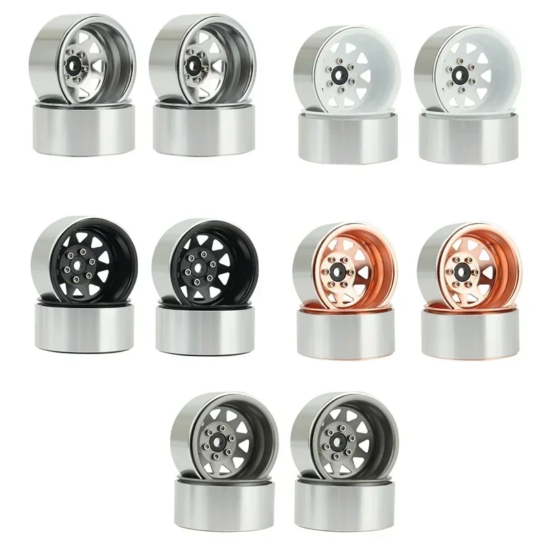 4PCS 1.9 Metal Beadlock Deep Dish Wagon Wheel Hub Rims for 1/10 RC Crawler – Axial SCX10, TRX4, RC4WD D90, 90046