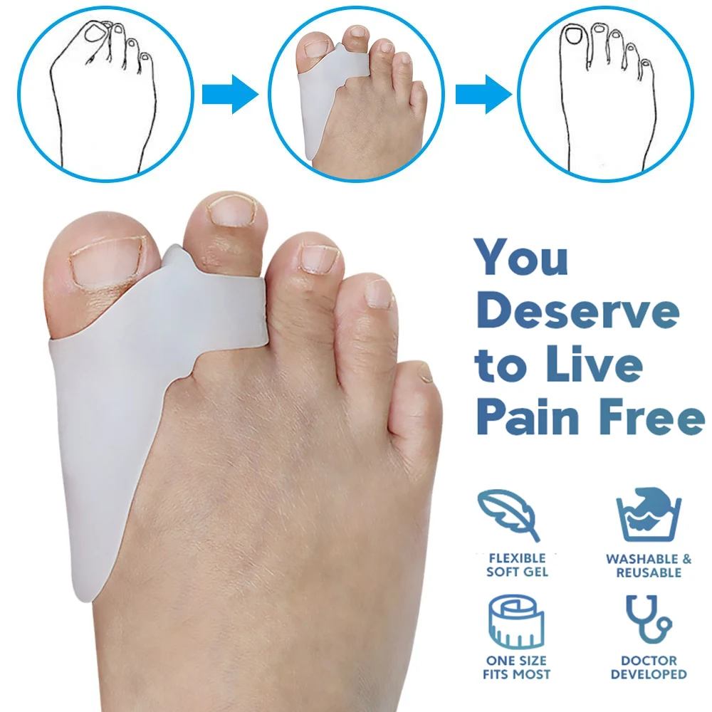 Pexmen 2 pz/borsa Gel aggiornato Bunion cuscini protezioni Bunion Pad Toe Spacer set Bunion Corrector con separatore per Big Toe