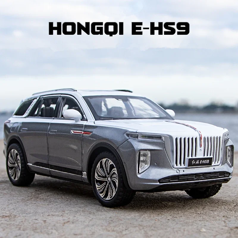 

1/24 HONGQI E-HS9 SUV Alloy New Energy Car Model Diecast Metal Toy Vehicles Car Model High Simulation Sound and Light Kids Gifts