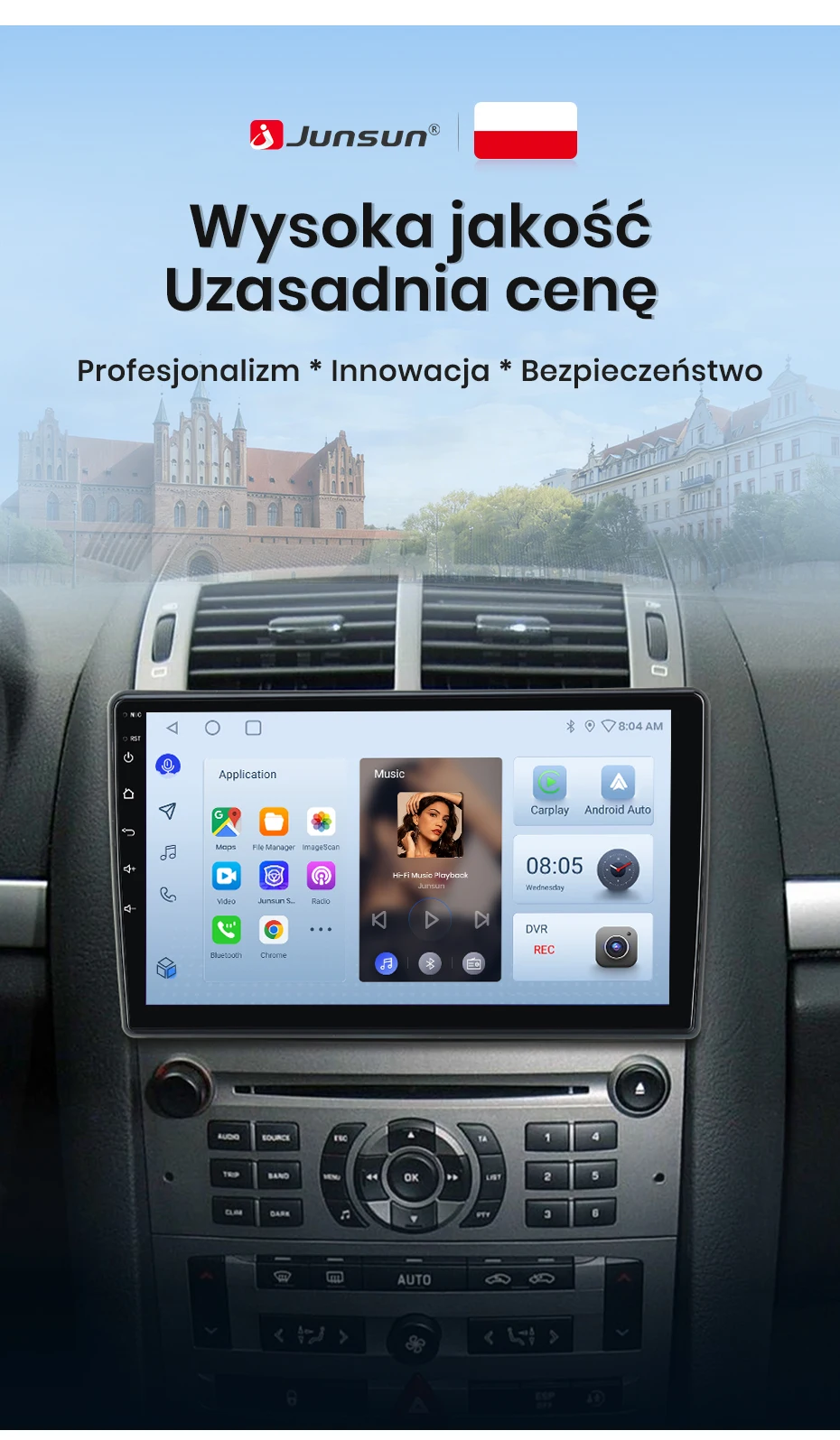 Junsun Wireless CarPlay Android Auto Autoradio für Peugeot 407 2004-2011 Auto-Intelligentes System DSP SWC RDS GPS FM BT – Detail 2