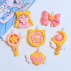 10Pcs Cartoon Magic Girl Resin Charms For Jewelry Making DIY Earring Necklace Keychain Pendants Accessories Cute Crafts Decorate