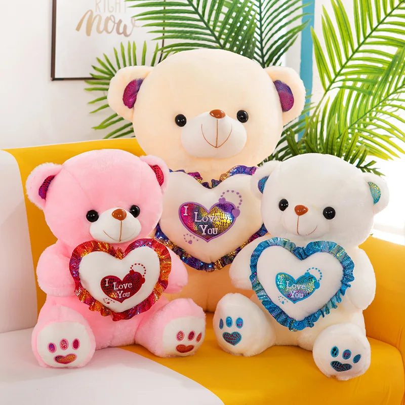 Valentines Day Soft Plush Doll For Children Girlfriend And Wife LED Glow Teddy Bear Light Up Stuffed Animal Bear Plush Toys Gift