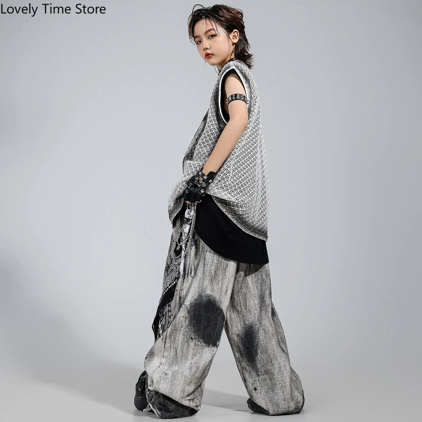 الأولاد الهيب هوب تانك القمم الشارع الرقص سبلاش الحبر السراويل فضفاضة الفتيات K-pop كول ازياء الاطفال الشارع الشهير الأطفال المراهقين الملابس مجموعات #4