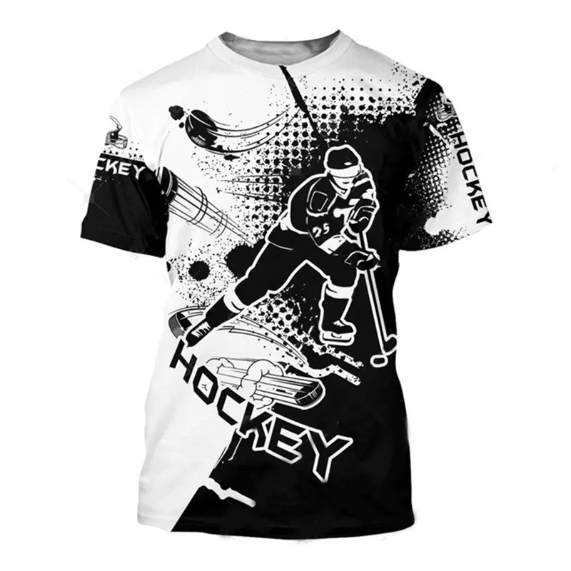 New Summer Sport Hockey  Picture Men T-Shirts  Casual 3D Print Tees Hip Hop Personality Round Neck Short Sleeve Amusing Tops