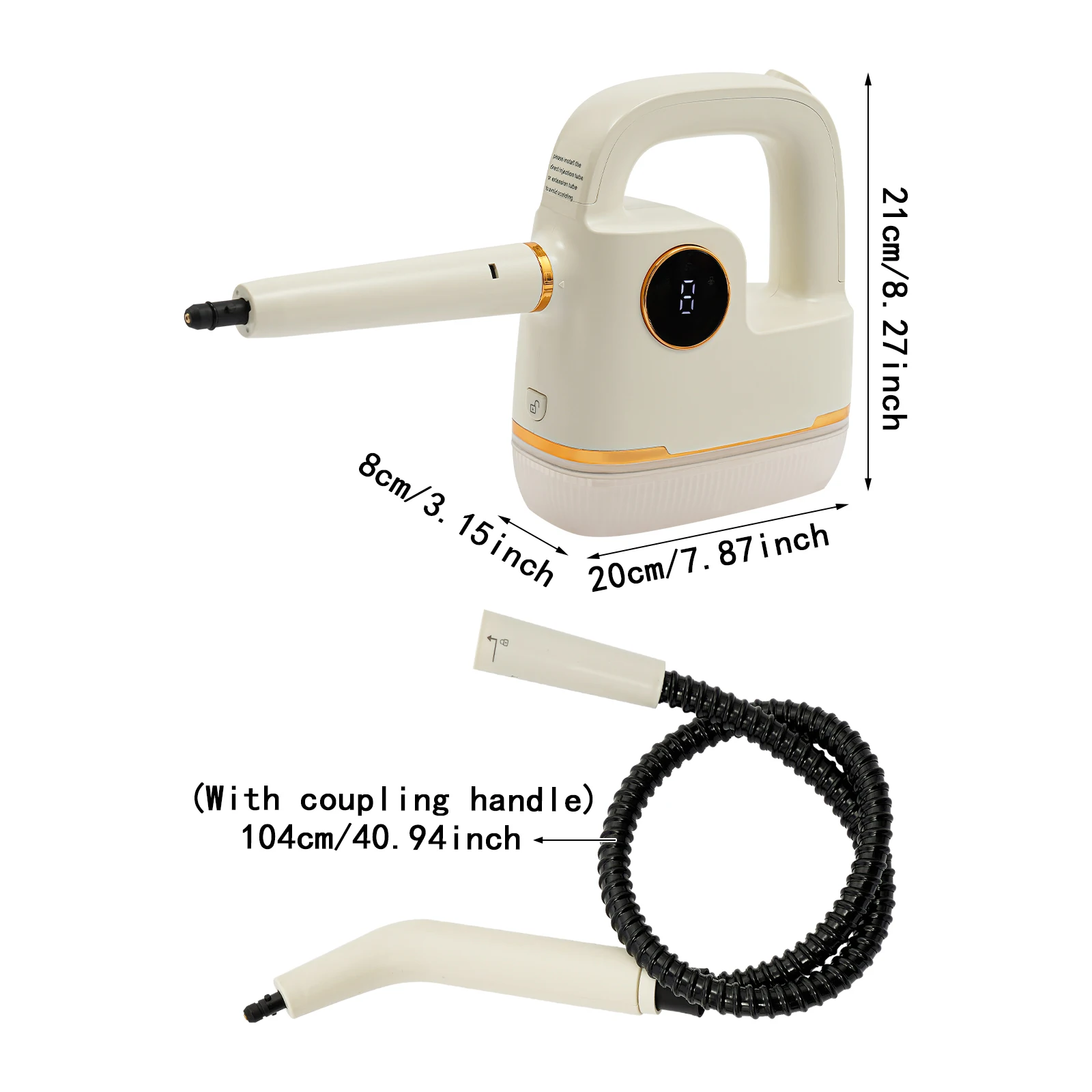 منظف بخار محمول بقدرة 1800 وات مع شاشة ديجيتال، 6 تروس، منظف بخار بدرجة حرارة عالية قابل للتعديل لداخل السيارة، المنزل 110 فولت