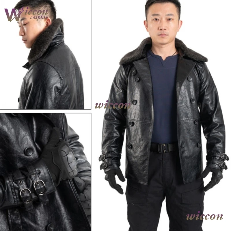 

magcos Re9 REQ Leon Cosplay Wig Evil Requiem Leon Reon Trench Jacket PU Leather Coat Scott S. Kennedy Halloween GameHigh-quality