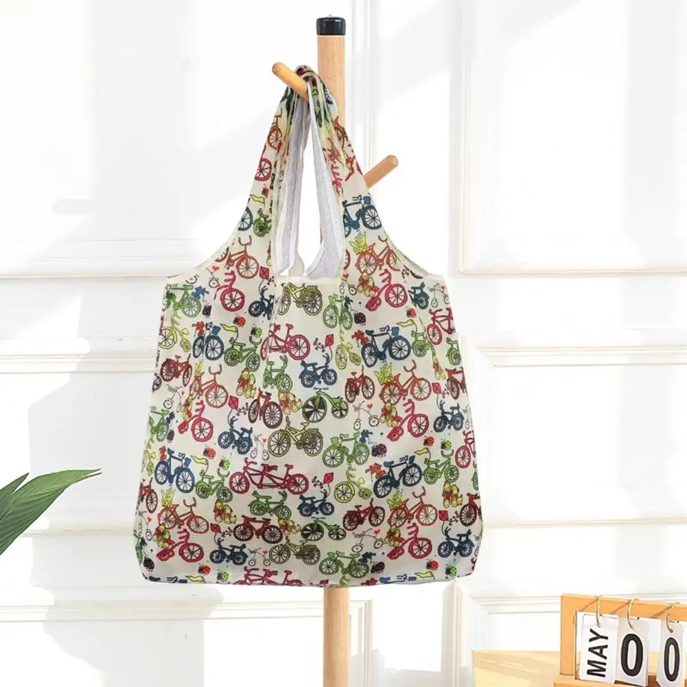 Foldable Shopping Bag Large Capacity Fashion Printing Eco-friendly Outdoor Traveling Portable Folding Beach Handbag Grocery Bag