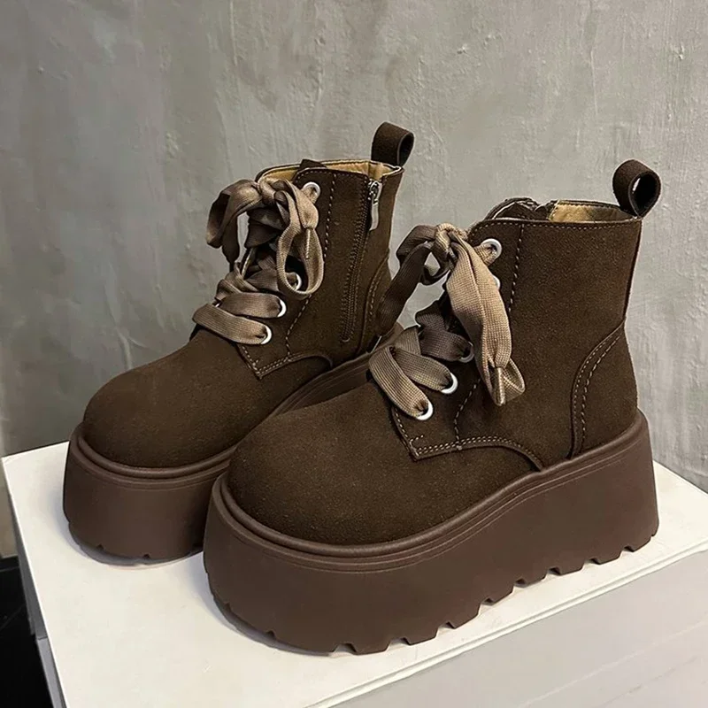 

Women's Shoes 2025 Winter Heel Ankle Boots Fashion Lace Up Platform Shoes for Women Outdoors Knight Short Boots Designer Shoes