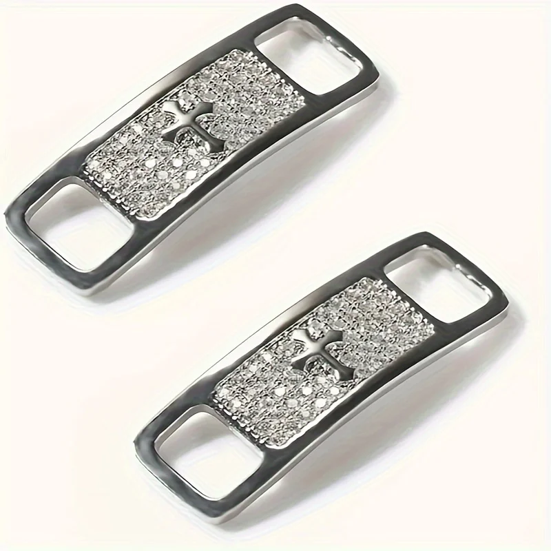 2pcs Chic Alloy Shoelace Buckles - Fashionable DIY Accessories for Boots & Jewelry, Shoelaces