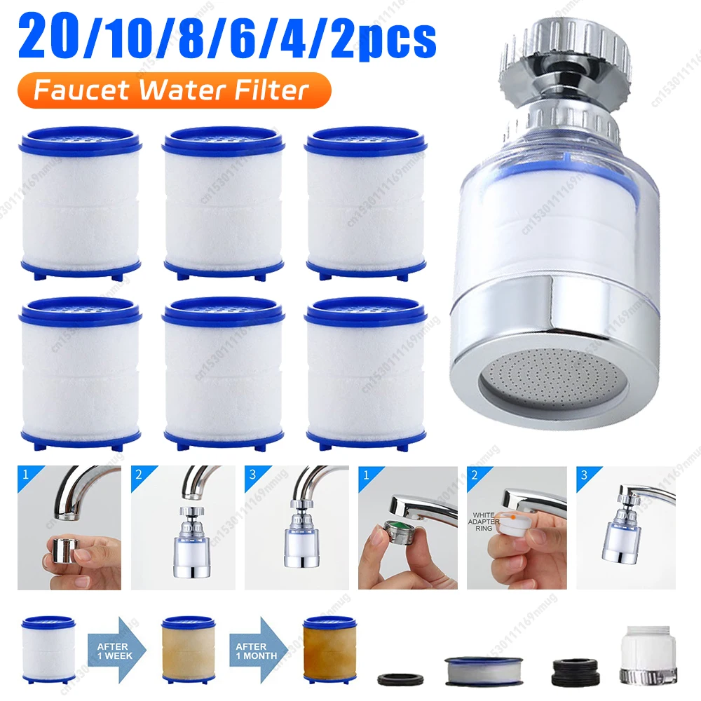

Kitchen Faucet Water Filter Pressurized Sink Filter Water Purifier 360° Tap Splash Proof Faucet Aerator Extender for Bathroom