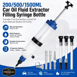 Car Oil Fluid Extractor Siphon Pump Brake Fluid Fluid Syringe Pump Auto Manual Suction Vacuum Fuel Transfer Hand Pump Dispenser